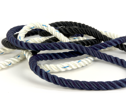 gedrehte Polyester Leine Farbauswahl schwarz marineblau und weiß