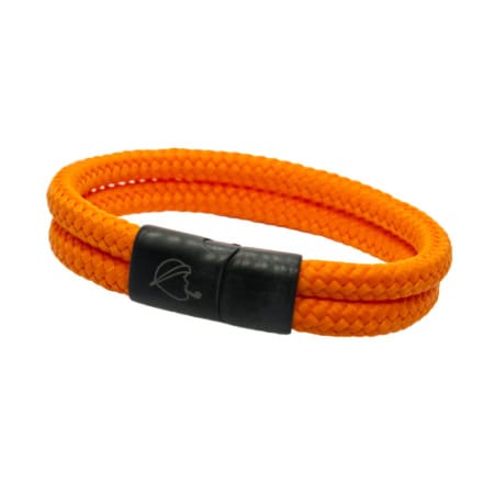 neonorange Armband aus Segeltau mit schwarzem, seitlich öffnendem Magnetverschluss