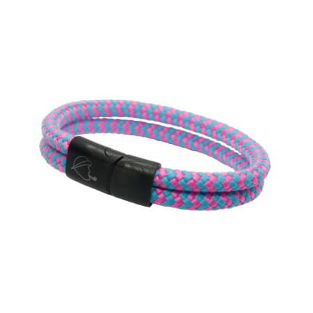 Deichjung Armband Paule in Farbe rosa-blau aus Segeltau mit schwarzem, seitlich öffnendem Magnetverschluss