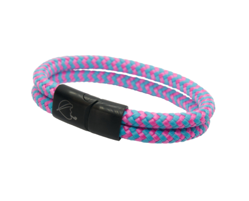 Deichjung Armband Paule in Farbe rosa-blau aus Segeltau mit schwarzem, seitlich öffnendem Magnetverschluss