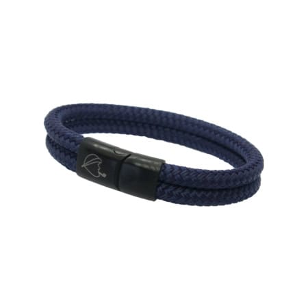 Armband Gunnar in Farbe navy blau aus Segeltau mit schwarzem, seitlich öffnendem Magnetverschluss