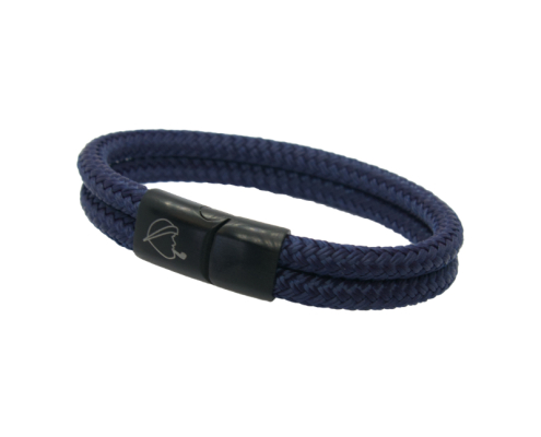 Armband Gunnar in Farbe navy blau aus Segeltau mit schwarzem, seitlich öffnendem Magnetverschluss