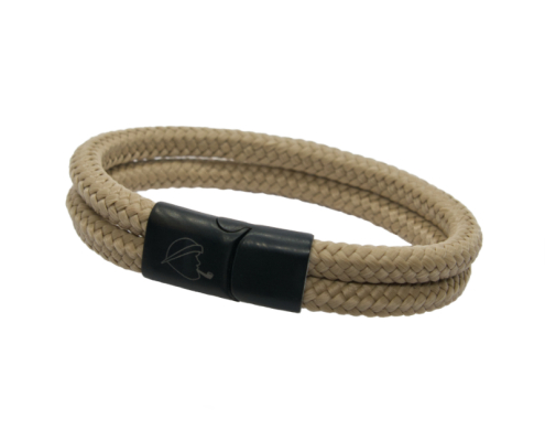 Armband Gunnar in Farbe beige aus Segeltau mit schwarzem, seitlich öffnendem Magnetverschluss